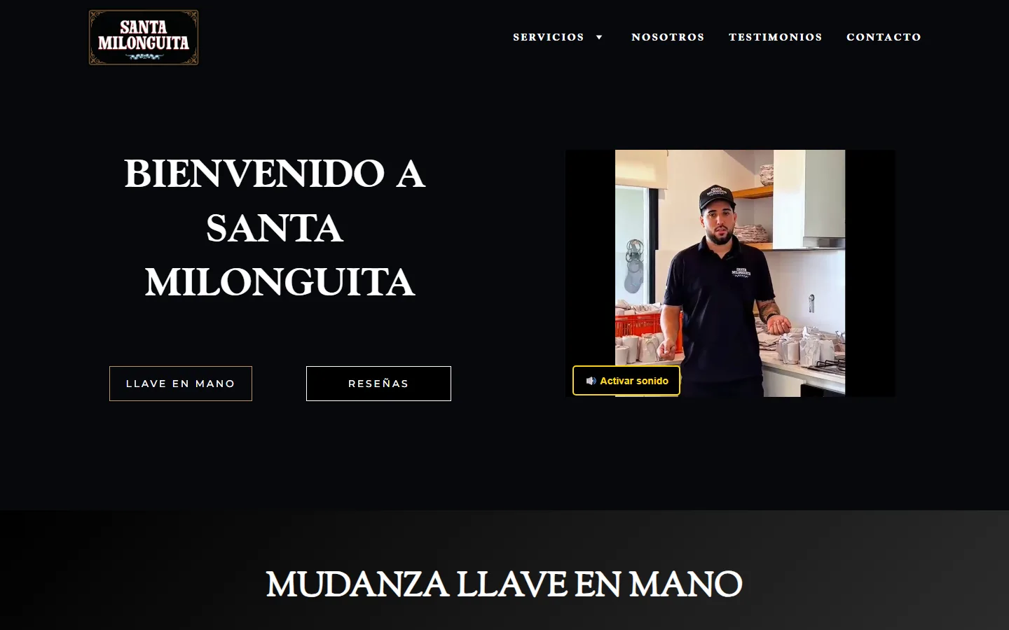 Proyecto real de FLAKS: portada del sitio de Santa Milonguita
