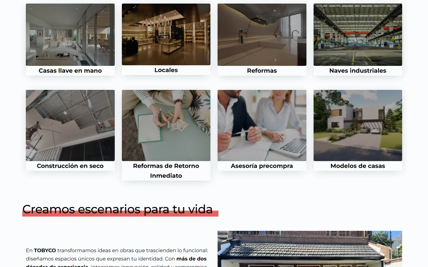 Sección interior del sitio de Tobyco Constructora
