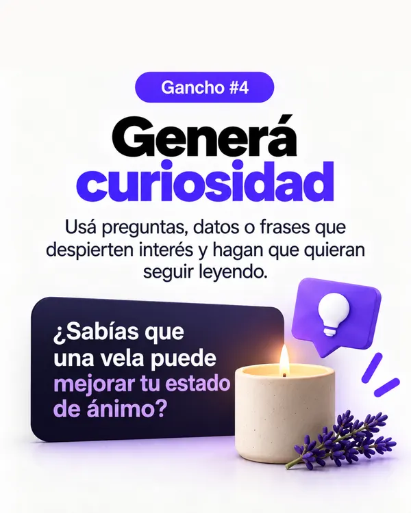 Gancho 4: Generá curiosidad, ejemplo con velas aromáticas