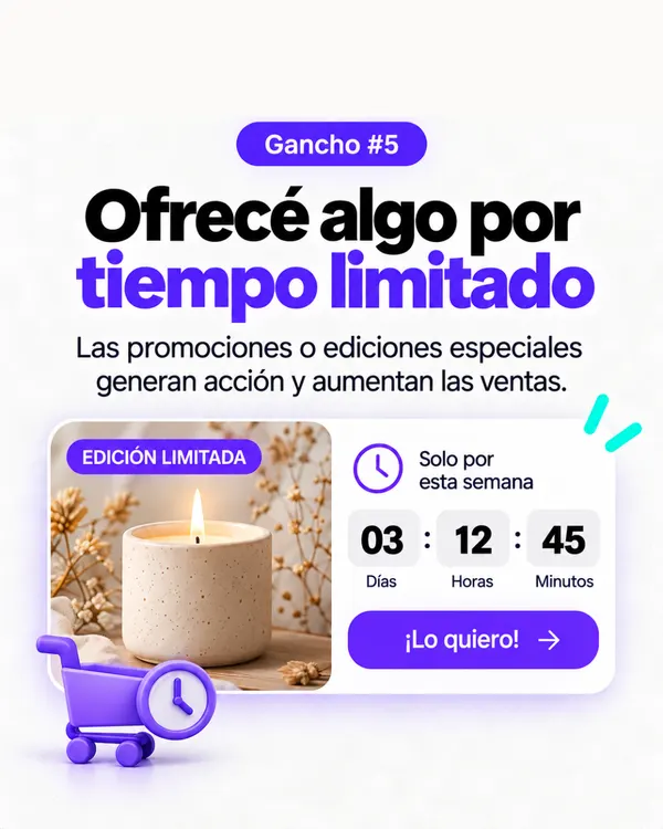 Gancho 5: Ofrecé algo por tiempo limitado, ejemplo con velas aromáticas
