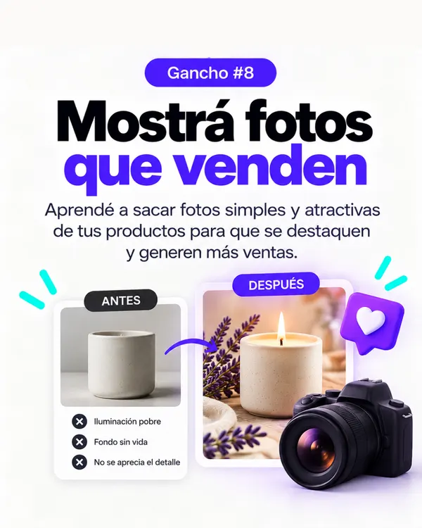 Gancho 8: Mostrá fotos que venden, ejemplo con velas aromáticas